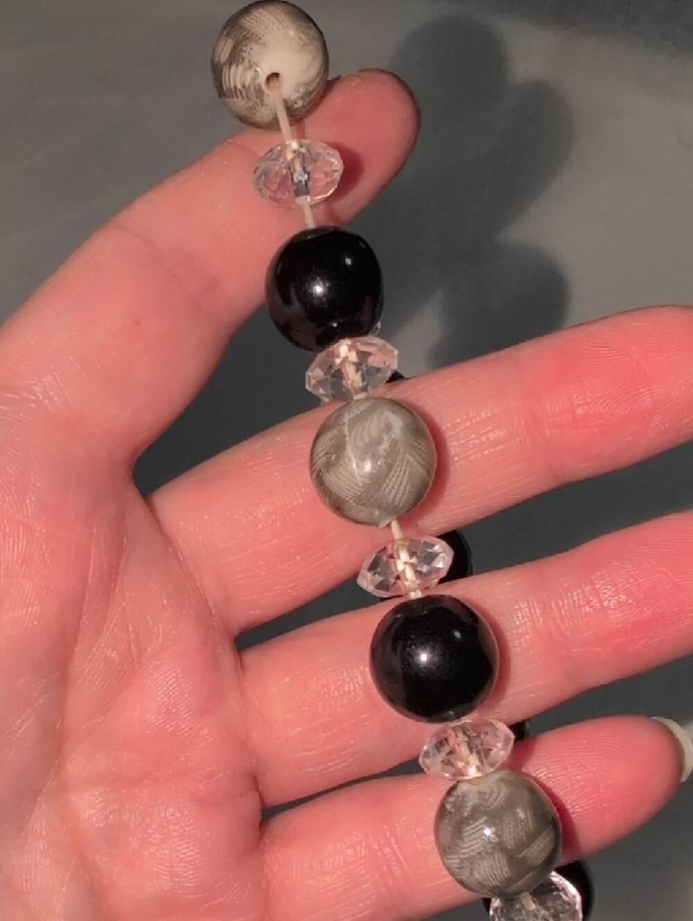 ❤️‍🔥10/$10❤️‍🔥 Black and Gray Faux Beaded Stretchy Bracelet - Picture 4 of 5